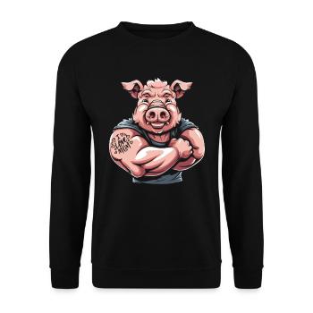 Schwein Schweinebauer Mutter I Love Mom - Unisex Pullover - Schwarz - Vorne - Alina (178cm) & Michal (187cm)