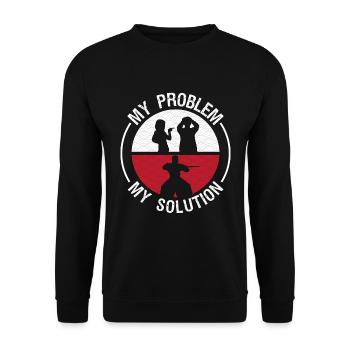 Aikido Fighter My Problem My Pictogram Dad Aikido - Unisex Pullover - Schwarz - Vorne - Alina (178cm) & Michal (187cm)