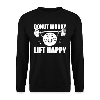 Donut Fitness Lustig Donut Gym - Unisex Pullover - Schwarz - Vorne - Alina (178cm) & Michal (187cm)