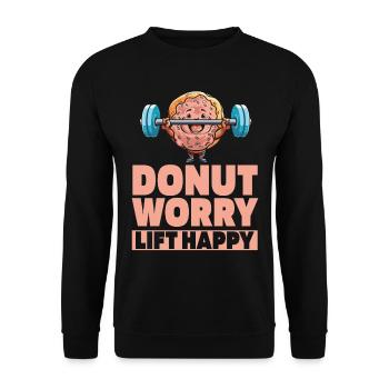 Donut Fitness Funny Donut Gym - Sweat-shirt Unisexe - noir - Devant - Alina (178cm) & Michal (187cm)