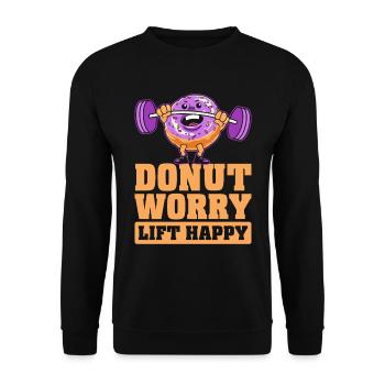Donut Fitness Funny Donut Gym - Sweat-shirt Unisexe - noir - Devant - Alina (178cm) & Michal (187cm)