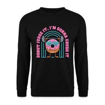 Donut Fitness Funny Donut Gym - Sweat-shirt Unisexe - noir - Devant - Alina (178cm) & Michal (187cm)