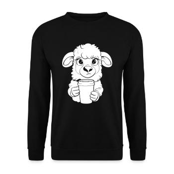 Sheep Coffee - Unisex Sweatshirt - black - Front - Alina (178cm) & Michal (187cm)