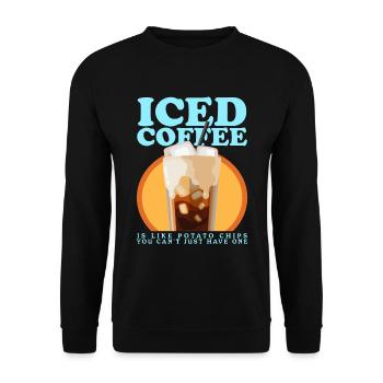 Eiskaffee Kaffeeliebhaber Iced Coffee Geschenk - Unisex Pullover - Schwarz - Vorne - Alina (178cm) & Michal (187cm)