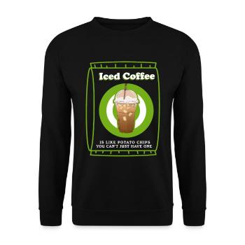 Eiskaffee Kaffeeliebhaber Geschenk - Unisex Pullover - Schwarz - Vorne - Alina (178cm) & Michal (187cm)