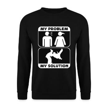 Judo Fighter My Problem My Pictogram Mom Judoka - Unisex Pullover - Schwarz - Vorne - Alina (178cm) & Michal (187cm)