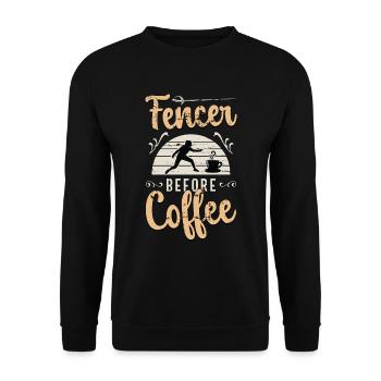 Fencer Before Coffee Sword Fighter Coffee Lover - Unisex Sweatshirt - black - Front - Alina (178cm) & Michal (187cm)