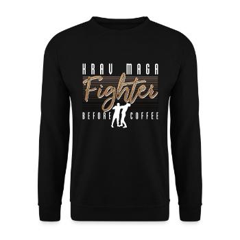 Krav Maga Fighter Before Combat Sport Coffee Lover - Unisex Pullover - Schwarz - Vorne - Alina (178cm) & Michal (187cm)