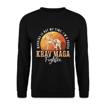 Krav Maga Fighter Morning Is Not My Martial Artist - Unisex Pullover - Schwarz - Vorne - Alina (178cm) & Michal (187cm)