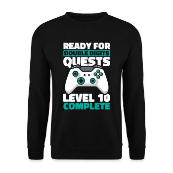 Gaming 10. Geburtstag 10 Jahre Gamer - Unisex Pullover - Schwarz - Vorne - Alina (178cm) & Michal (187cm)
