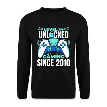 Gaming 14. Geburtstag 5 Jahre Gamer - Unisex Pullover - Schwarz - Vorne - Alina (178cm) & Michal (187cm)