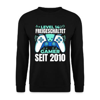 Gaming 14. Geburtstag 5 Jahre Gamer - Unisex Pullover - Schwarz - Vorne - Alina (178cm) & Michal (187cm)