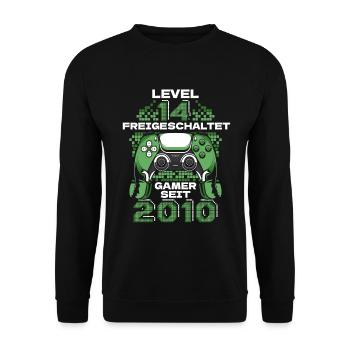 Gaming 14. Geburtstag 5 Jahre Gamer - Unisex Pullover - Schwarz - Vorne - Alina (178cm) & Michal (187cm)