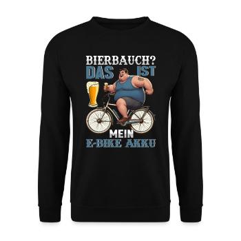 Bierbauch? Das ist mein E- Bike Akku! - Unisex Pullover - Schwarz - Vorne - Alina (178cm) & Michal (187cm)