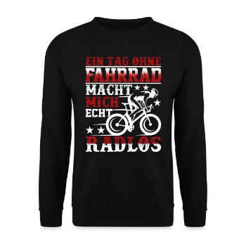Ein Tag Ohne Fahrrad Macht Mich Echt Radlos - Unisex Pullover - Schwarz - Vorne - Alina (178cm) & Michal (187cm)