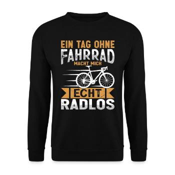 Ein Tag Ohne Fahrrad Macht Mich Echt Radlos - Unisex Pullover - Schwarz - Vorne - Alina (178cm) & Michal (187cm)