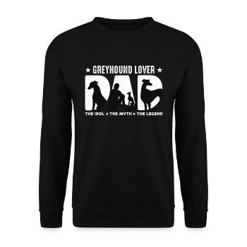Greyhound Lover Dad The Idol The Myth Dog Owner - Unisex Sweatshirt - black - Front - Alina (178cm) & Michal (187cm)
