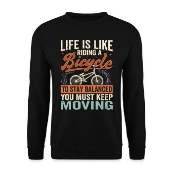 Life Is Like Riding A Bicycle - Stay Balanced - Unisex Pullover - Schwarz - Vorne - Alina (178cm) & Michal (187cm)