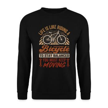 Life Is Like Riding A Bicycle - Stay Balanced - Unisex Pullover - Schwarz - Vorne - Alina (178cm) & Michal (187cm)