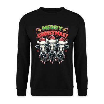 MERRY ChristMAST - Christmas Roast Beef Food - Unisex Sweatshirt - black - Front - Alina (178cm) & Michal (187cm)