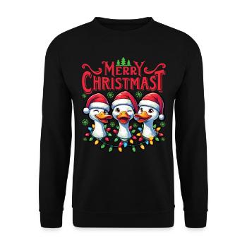 MERRY ChristMAST - Weihnachtsgans Festtagsessen - Unisex Pullover - Schwarz - Vorne - Alina (178cm) & Michal (187cm)