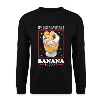 Bananen-Pudding Bananenpudding Geschenk - Unisex Pullover - Schwarz - Vorne - Alina (178cm) & Michal (187cm)