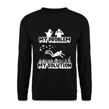 Biologiste marin Mon problème Mon pictogramme Papa Maman - Sweat-shirt Unisexe - noir - Devant - Alina (178cm) & Michal (187cm)