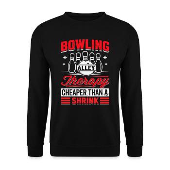 Bowling Alley Therapy - Cheaper Than A Shrink - Unisex Pullover - Schwarz - Vorne - Alina (178cm) & Michal (187cm)