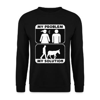 Donkey Lover My Problem My Solution Pictogram Dad - Unisex Sweatshirt - black - Front - Alina (178cm) & Michal (187cm)