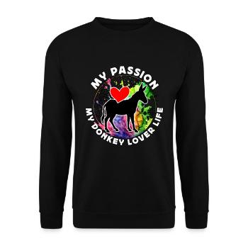 Donkey Lover My Passion My Donkey Farm Animal - Unisex Sweatshirt - black - Front - Alina (178cm) & Michal (187cm)
