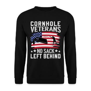 Cornhole Veteran - Kein Sack Bleibt Zurück - Unisex Pullover - Schwarz - Vorne - Alina (178cm) & Michal (187cm)