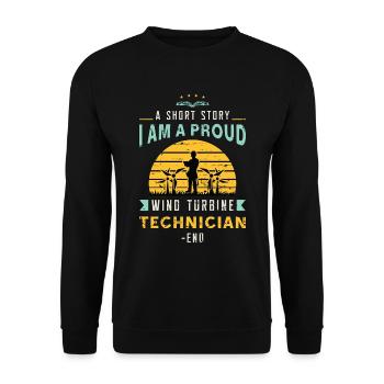 Wind Turbine Tech A Short Story I Am Green Energy - Unisex Sweatshirt - black - Front - Alina (178cm) & Michal (187cm)