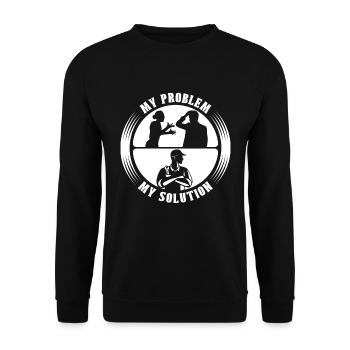 Ingénieur mécanique Mon problème Mon papa pictogramme - Sweat-shirt Unisexe - noir - Devant - Alina (178cm) & Michal (187cm)