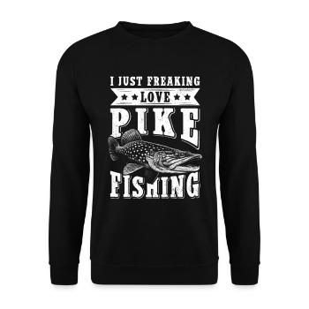 Pike Fishing Pike Fishing Fishing Angler Gift - Unisex Sweatshirt - black - Front - Alina (178cm) & Michal (187cm)