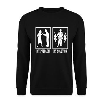 Electrical Engineer My Problem My Pictogram Dad - Unisex Pullover - Schwarz - Vorne - Alina (178cm) & Michal (187cm)