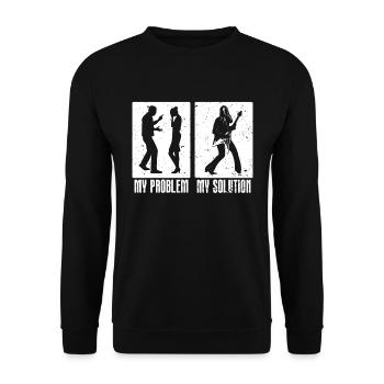 Bassiste Mon Problème Mon Pictogramme Maman Papa - Sweat-shirt Unisexe - noir - Devant - Alina (178cm) & Michal (187cm)