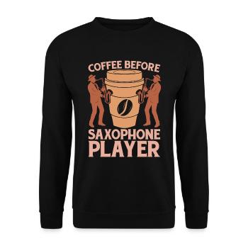 Joueur de saxophone Café Jazz Musique Amateur de café - Sweat-shirt Unisexe - noir - Devant - Alina (178cm) & Michal (187cm)