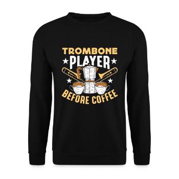 Joueur de trombone avant la fanfare amateur de café - Sweat-shirt Unisexe - noir - Devant - Alina (178cm) & Michal (187cm)