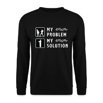 Flutes Player My Problem My Pictogram Dad Mom - Unisex Pullover - Schwarz - Vorne - Alina (178cm) & Michal (187cm)