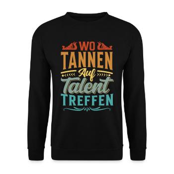 Retro Förster Waldarbeiter Spruch - Tanne - Unisex Pullover - Schwarz - Vorne - Alina (178cm) & Michal (187cm)