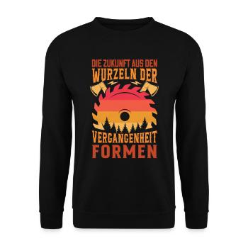 Inspirierender Spruch - Holzverarbeitung Holz - Unisex Pullover - Schwarz - Vorne - Alina (178cm) & Michal (187cm)