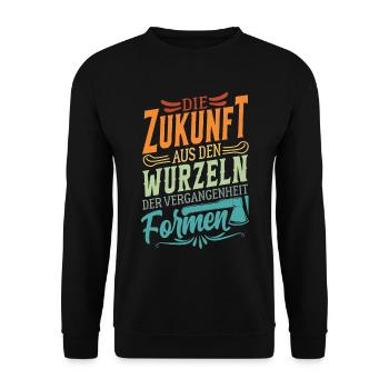 Inspirierender Spruch - Holzverarbeitung Holz - Unisex Pullover - Schwarz - Vorne - Alina (178cm) & Michal (187cm)