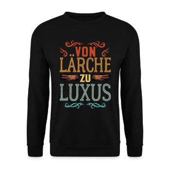 Retro Förster Waldarbeiter Spruch - Lärche - Unisex Pullover - Schwarz - Vorne - Alina (178cm) & Michal (187cm)