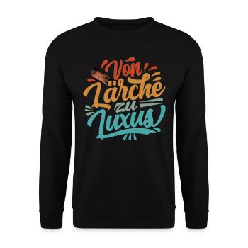 Retro Förster Waldarbeiter Spruch - Lärche - Unisex Pullover - Schwarz - Vorne - Alina (178cm) & Michal (187cm)