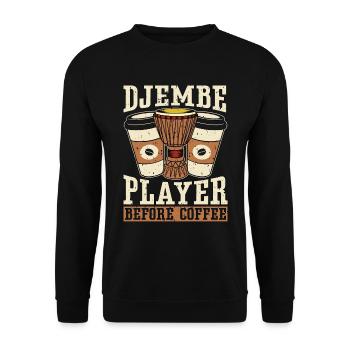 Djembe Player Before Coffee Drumming Coffee Lover - Unisex Sweatshirt - black - Front - Alina (178cm) & Michal (187cm)