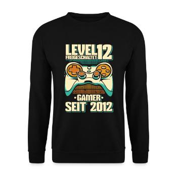 Gaming 12. Geburtstag 12 Jahre Gamer - Unisex Pullover - Schwarz - Vorne - Alina (178cm) & Michal (187cm)