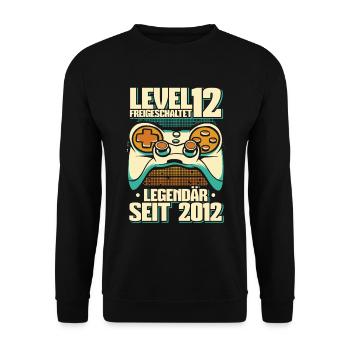 Gaming 12. Geburtstag 12 Jahre Gamer - Unisex Pullover - Schwarz - Vorne - Alina (178cm) & Michal (187cm)