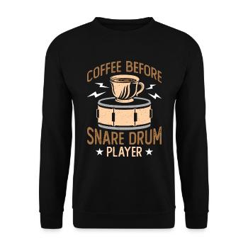 Caisse claire Joueur Tambour Café Batteur Amateur de café - Sweat-shirt Unisexe - noir - Devant - Alina (178cm) & Michal (187cm)