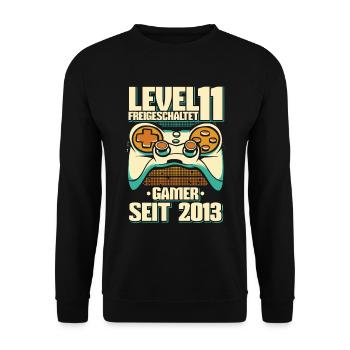 Gaming 11. Geburtstag 11 Jahre Gamer - Unisex Pullover - Schwarz - Vorne - Alina (178cm) & Michal (187cm)