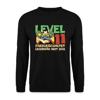 Gaming 11. Geburtstag 11 Jahre Gamer - Unisex Pullover - Schwarz - Vorne - Alina (178cm) & Michal (187cm)